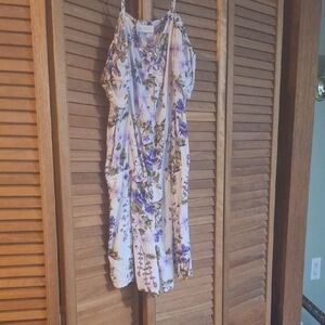 Place Purple and Blue Ruffled Spaghetti Strap Midi Dress